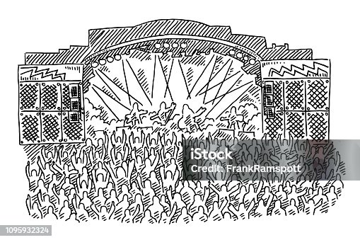 istock Rock Concert Stage Crowd Drawing 1095932324