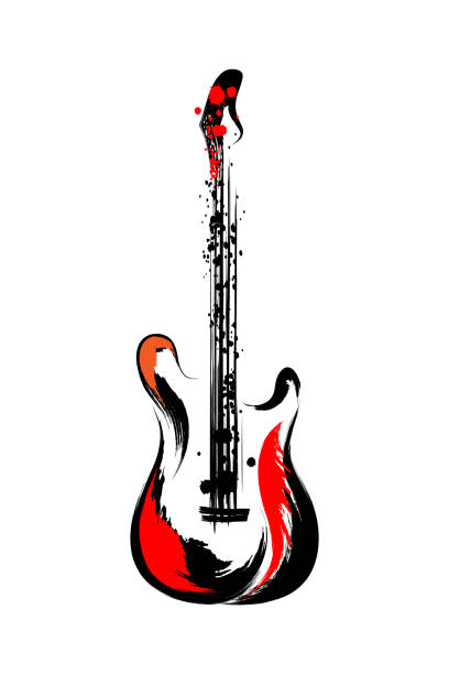 Rock guitar from ink and paint splashes. Art decoration element. Rock guitar from ink and paint splashes. Art decoration element. guitar backgrounds stock illustrations