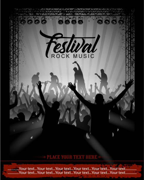 rock music festival drawing of vector music festival sign.This file was recorded with adobe illustrator cs4 transparent.EPS10 format. concert stock illustrations