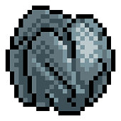 istock Rock Stone Boulder Pixel Art Eight Bit Game Icon 1335404759