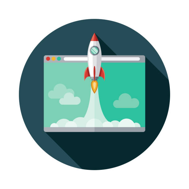 illustrations, cliparts, dessins animés et icônes de icône rocket blastoff - rampe de lancement