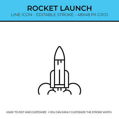 Rocket Launch Editable Stroke Single Vector Line Icon