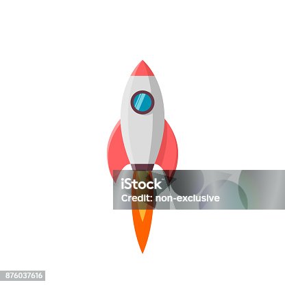 istock Rocket launch. Vector illustration isolated on white 876037616