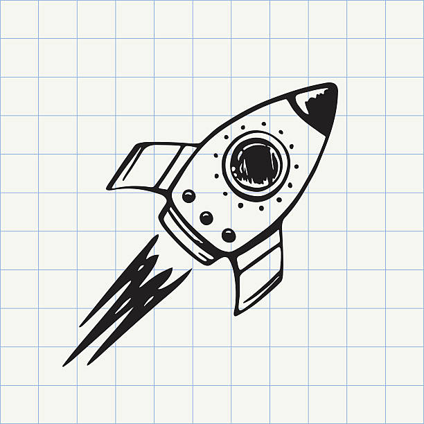 Rocket ship doodle icon Hand drawn sketch in vector rocketship drawings stock illustrations