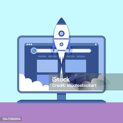 istock Rocket space with computer 1347280004