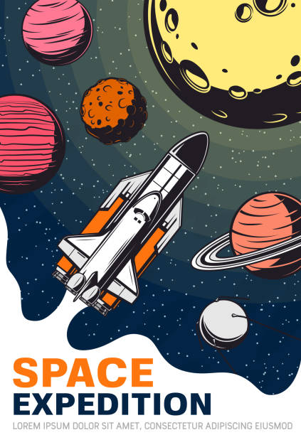 ilustrações de stock, clip art, desenhos animados e ícones de rocket, spase, galaxy planets, satellite and stars - milky way