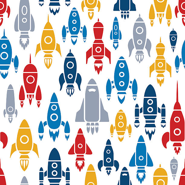 Rockets Pattern Repeatable pattern. High Resolution JPG,CS6 AI and Illustrator EPS 10 included. Very easy to edit. rocketship silhouettes stock illustrations