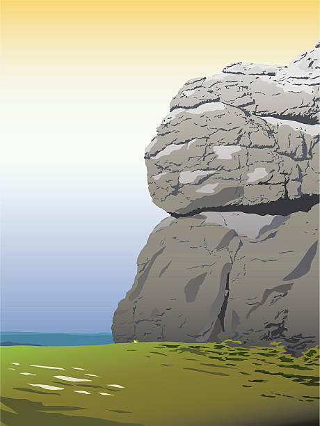 Rockface A rockface design with landscape. This is a vector illustration! Saved in formats , AI ver 12, EPS ver 8, PDF, and High Res Jpeg  rock face stock illustrations