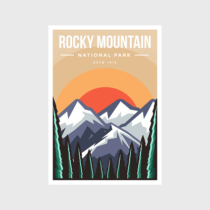 Rocky Mountain National Park poster vector illustration