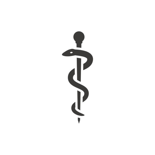 Rod of aesculapius or asclepius black vector icon vector art illustration