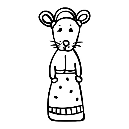 Rodent Girl Cute Animal In A Beautiful Dress Coloring Page