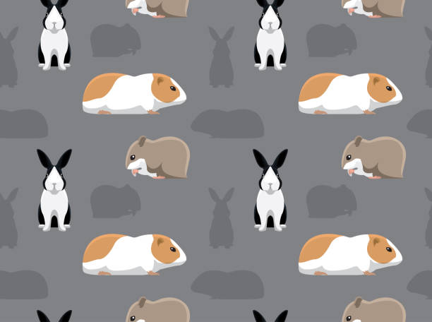 bildbanksillustrationer, clip art samt tecknat material och ikoner med gnagare sällskapsdjur sömlös bakgrund 6 - dwarf rabbit