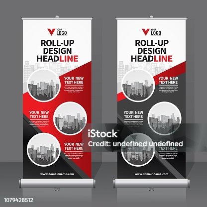 istock Roll up banner design template, vertical, abstract background, pull up design, modern x-banner, rectangle size. 1079428512