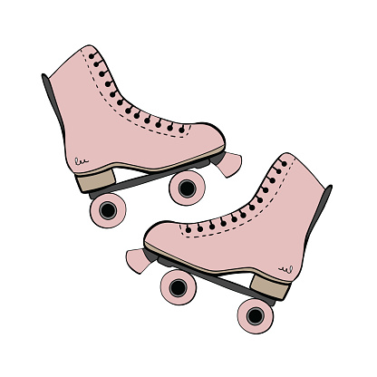 Roller skates pink, retro style.