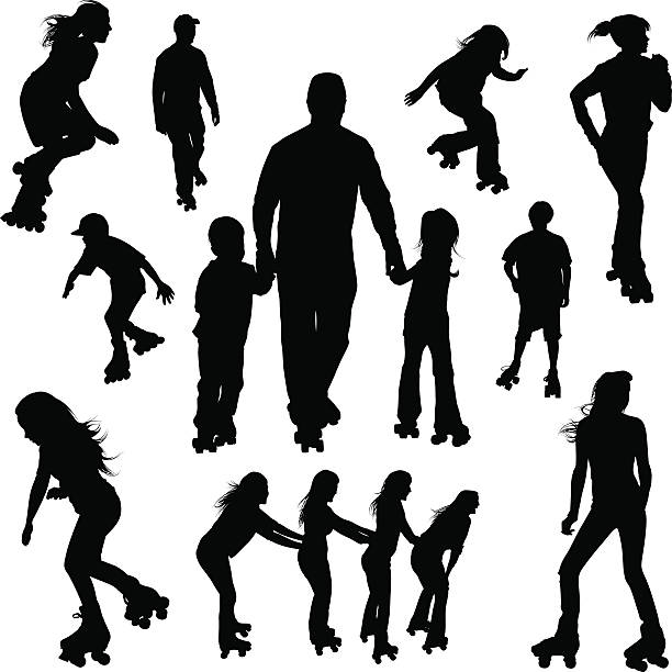 roller-skating silhouettes - 單線滾軸溜冰鞋 幅插畫檔、美工圖案、卡通及圖標