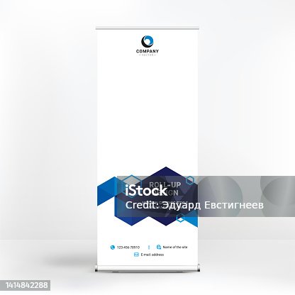 istock Roll-up banner, stand for advertising, conferences, seminars, media template 1414842288
