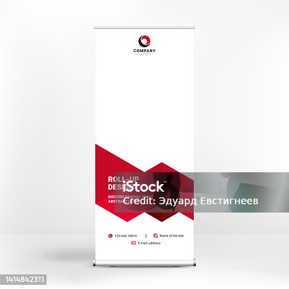 istock Roll-up banner, stand for advertising, conferences, seminars, media template 1414842311
