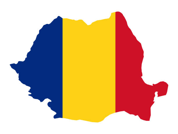 Romania map with flag vector illustration of Romania map with flag romania stock illustrations