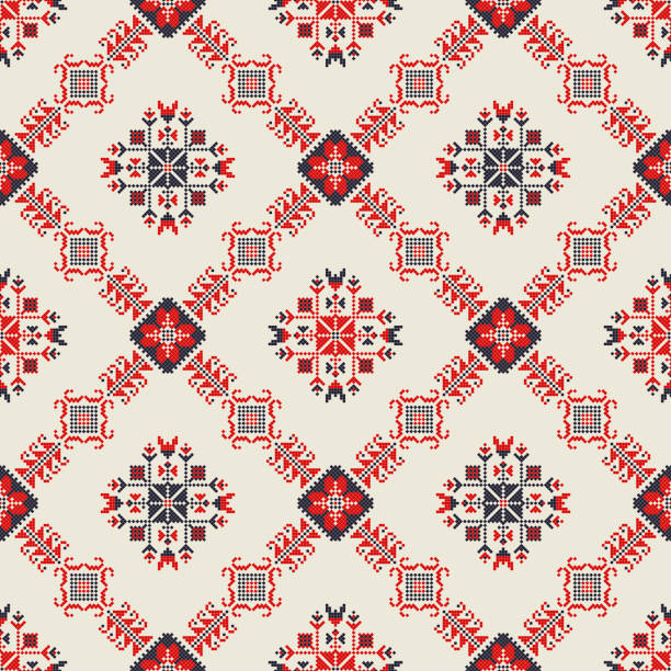 Romanian traditional pattern 171 vector art illustration