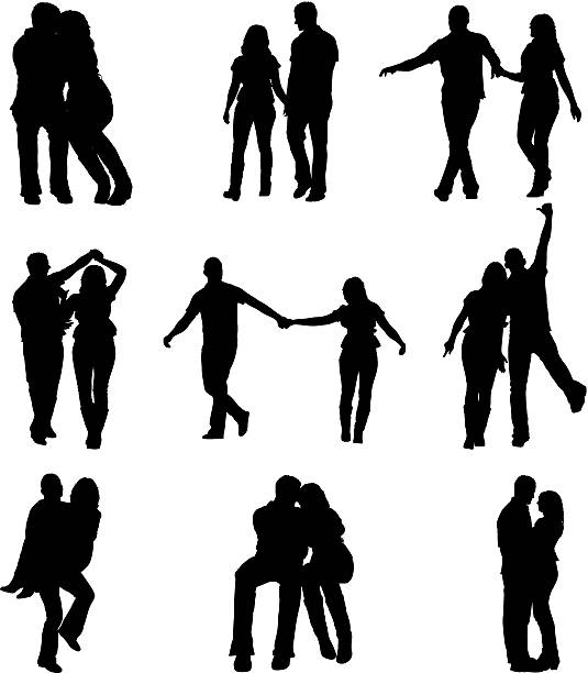 Romantic couples Romantic coupleshttp://www.twodozendesign.info/i/1.png dancing silhouettes stock illustrations