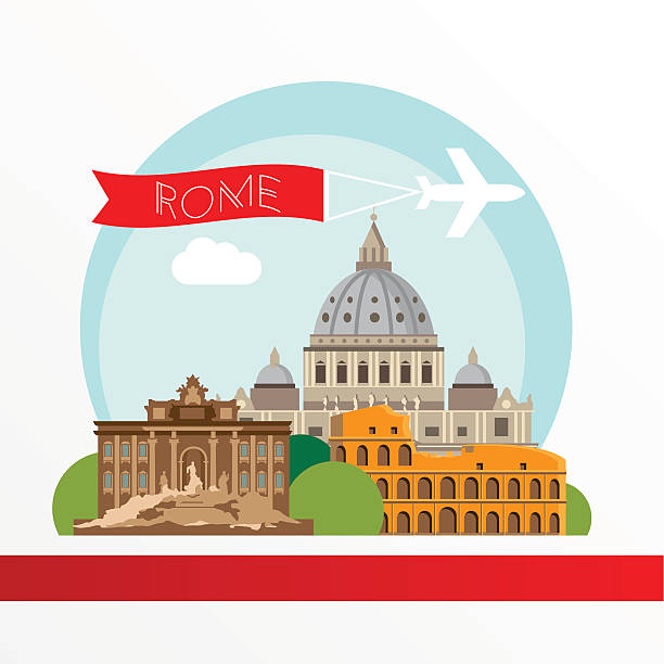 rzym szczegółowe kolorowe sylwetka. - roma stock illustrations