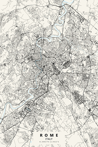 Rome, Italy Vector Map