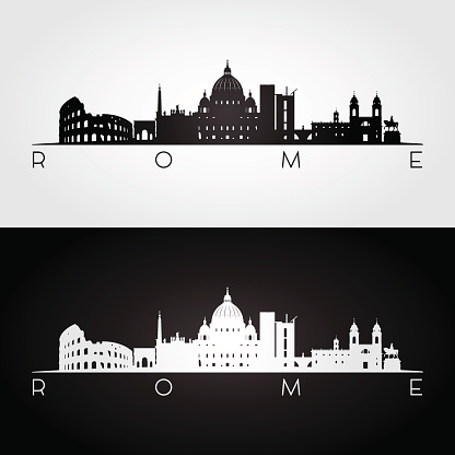 Rome skyline and landmarks silhouette