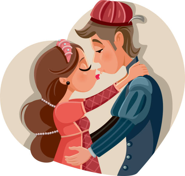 Romeo And Juliet Kissing Vector Illustration