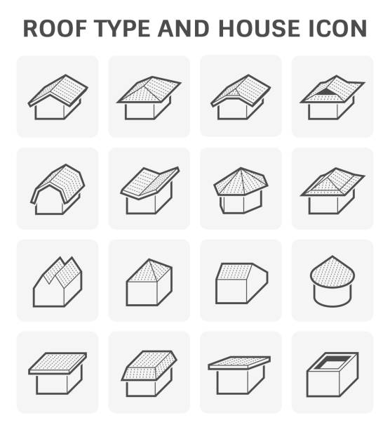 roof type icon Roof type and house vector icon set design. gable stock illustrations