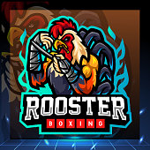 Rooster boxing mascot. symbol design