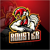 Illustration of Rooster gunner esport mascot logo design