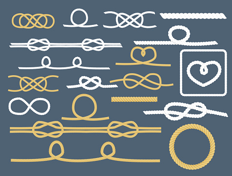 Rope Knots Collection Decorative Nautical Elements Vector