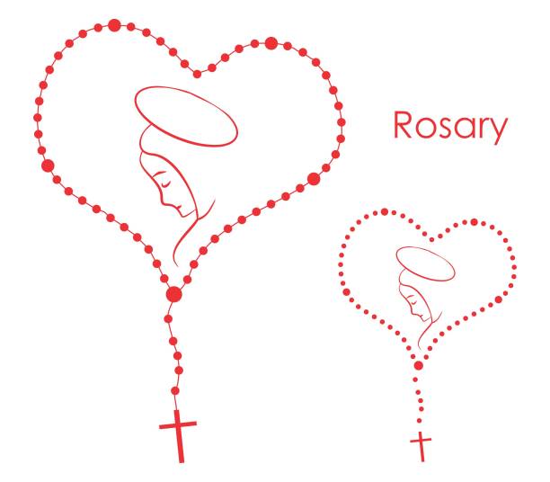 illustrazioni stock, clip art, cartoni animati e icone di tendenza di rosario con maria - madonna