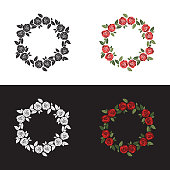istock Rose circle frame vector illustration 1368000587