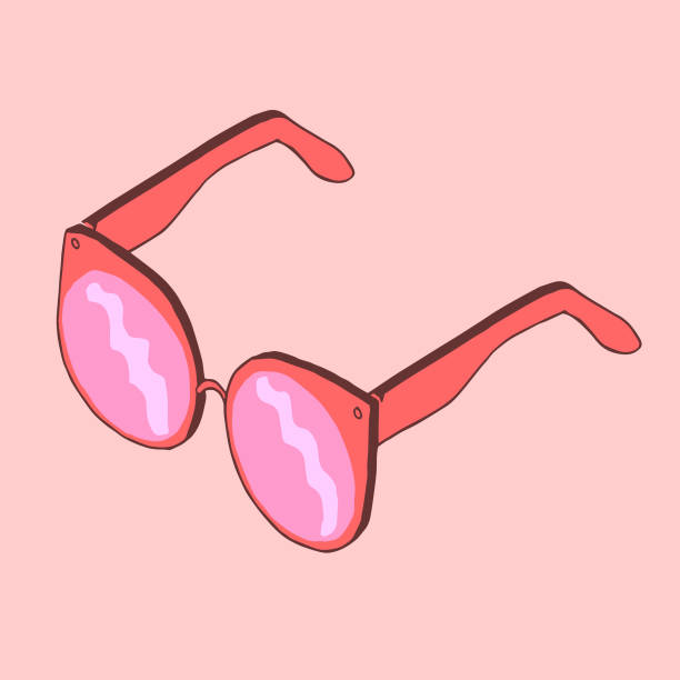 Rose colored glasses for optimist vector art illustration