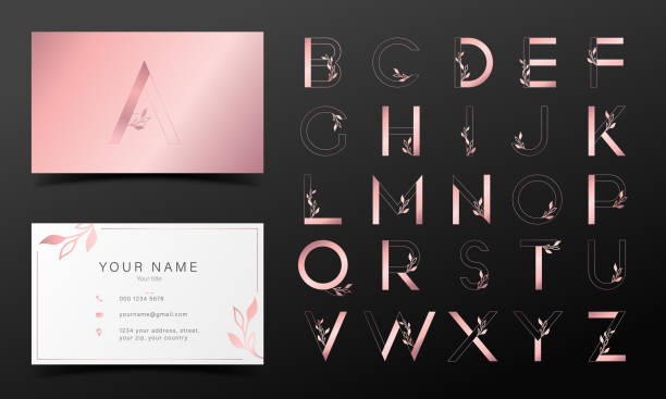 Rose gold alphabet in modern style for logo and branding design. vector art illustration