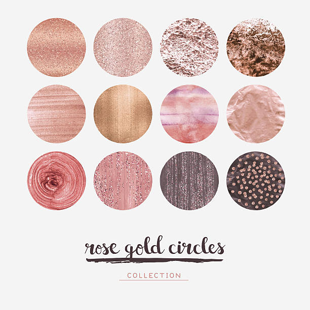 Rose gold glitter circles Set of editable vector circles on white background. rose gold foil stock illustrations