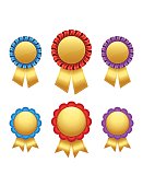 Collection of colorful rosettes/awards. Global colors 