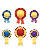 Collection of colorful rosettes/awards. Global colors 