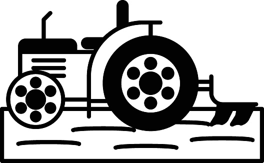 rotary tiller side view vector icon design, Farming and Agriculture symbol, village life Sign, Rural and Livestock stock illustration, Autonomous Self-Driving Tractors Concept