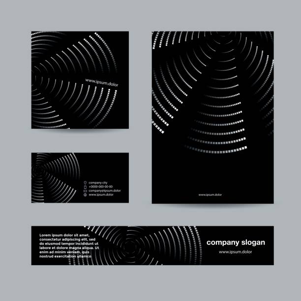 Rotating Propeller Residual trace of luminous dots. Black Branding and corporate identity set. Rotating Propeller Residual trace of luminous dots. Black Branding and corporate identity set. cycling patterns stock illustrations