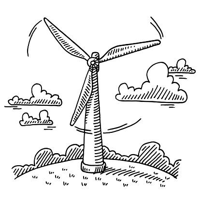 Rotating Wind Turbine Drawing