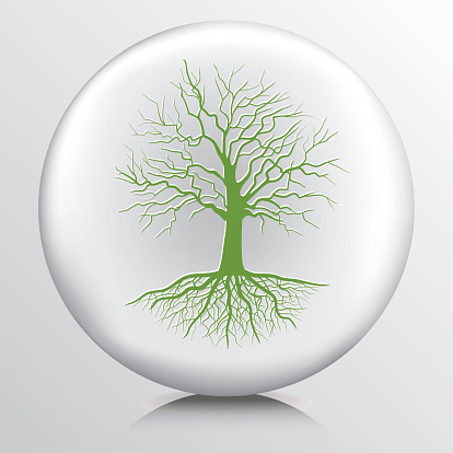 Round Environment Icon  With Bare Tree And Roots vector