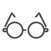 istock Round glasses line icon. Eyeglasses for reading vector illustration isolated on white. Spectacles outline style design, designed for web and app. Eps 10. 1192505028