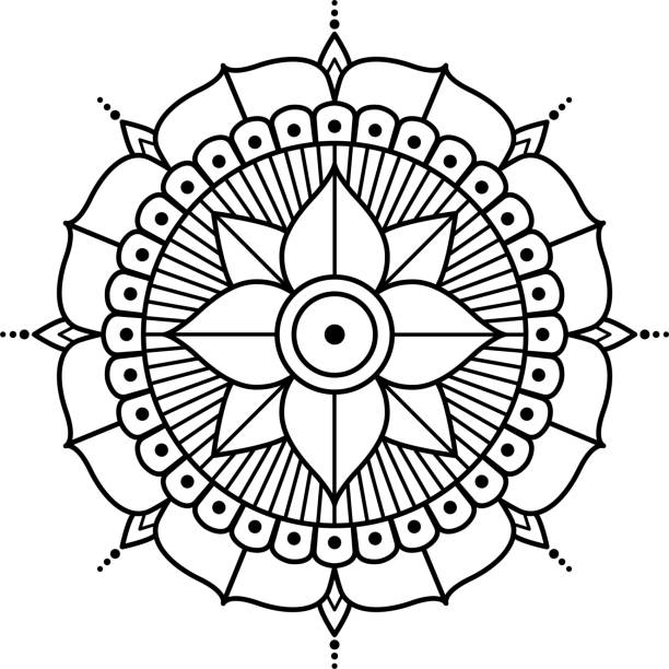 round mandala with lotus petal vector art illustration