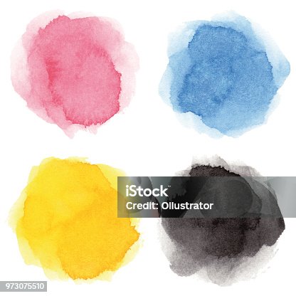 istock Round multicolored watercolor spots 973075510