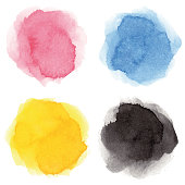 istock Round multicolored watercolor spots 973075510