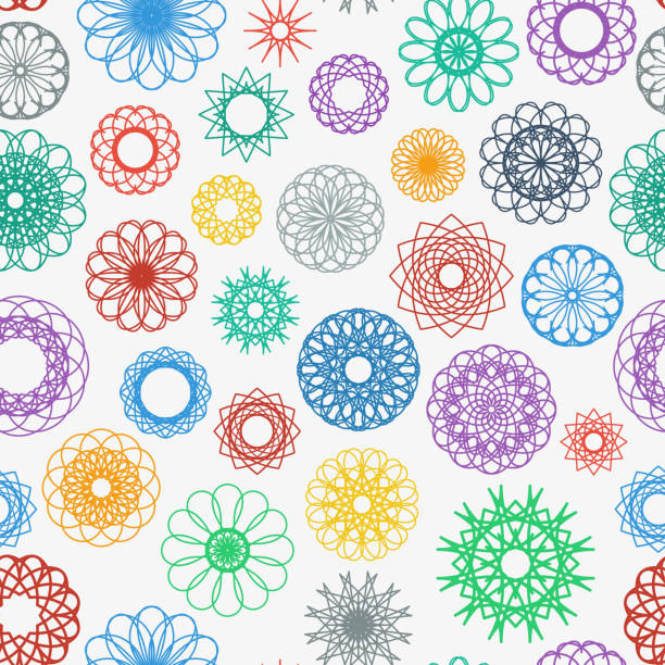 Round Ornament Pattern Round ornament seamless texture. Vector pattern arabesque position stock illustrations