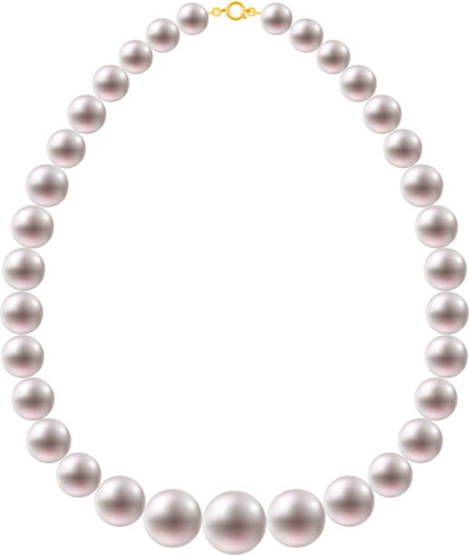runde perlen halskette auf weißem hintergrund  - halskette stock-grafiken, -clipart, -cartoons und -symbole