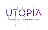 istock Rounded stencil san serif, alphabet, uppercase letters, typography. 1090046798